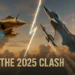 Split-screen comparison of Dassault Rafale and Chengdu J-10C fighter jets depicting BVR missile capabilities