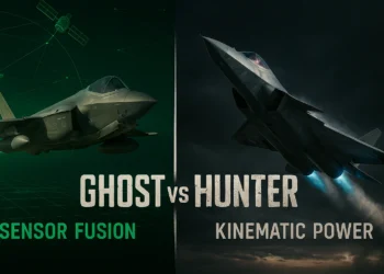 Side by side comparison of US F-35 stealth fighter vs Russian Su-57 maneuverable fighter