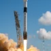Falcon 9 rocket launching Sentinel-6B from Vandenberg Space Force Base. SpaceX 500th mission.