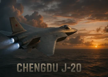 Chengdu J-20 Mighty Dragon stealth fighter flying over ocean showcasing canard delta wing configuration