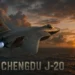 Chengdu J-20 Mighty Dragon stealth fighter flying over ocean showcasing canard delta wing configuration