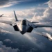F-35 Lightning II flying with XQ-58A Valkyrie loyal wingman drones.
