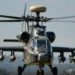 Russian Ka-52 Alligator attack helicopter front view with missiles.